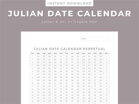 Julian Date Calendar Project Management Perpetualleap Yr