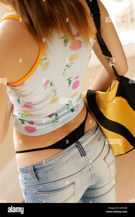 Adolescent Teenager Showing Underwear Stock Photo Alamy