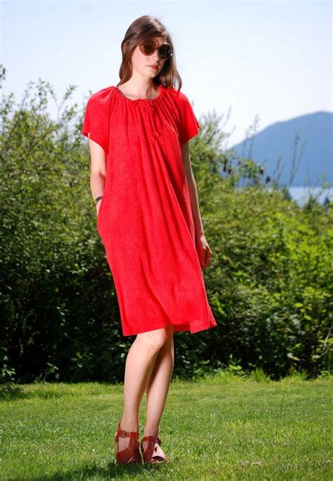 70s Red Terry Cloth Dress Short Flutter Sleeve Beach Etsy Terry Cloth Dress Drawstring