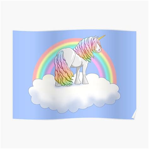 Gypsy Vanner Rainbow Unicorn And Cloud Poster By Csforest Redbubble