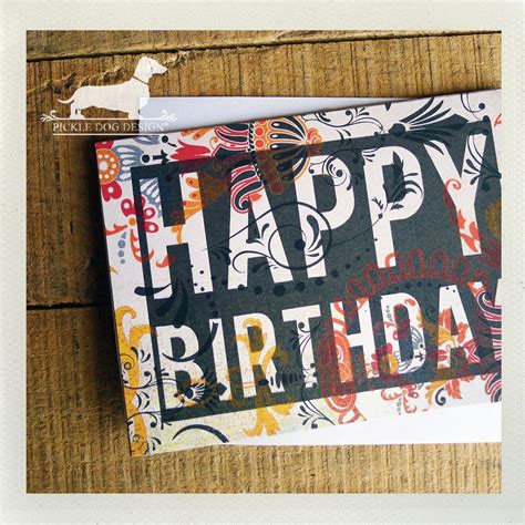 Happy Birthday Note Cards Set Of 5 Typography By Pickledogdesign