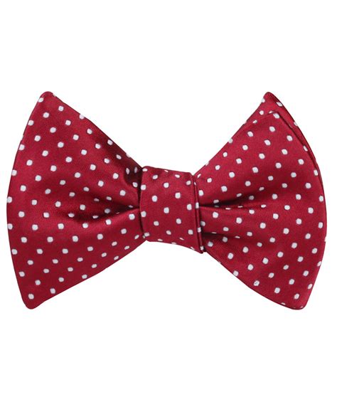 Burgundy Mini Polka Dots Self Bow Tie Red Patterned Untied Bowtie Au