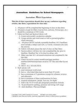 journalism guidelines  school newspapers  connie tpt