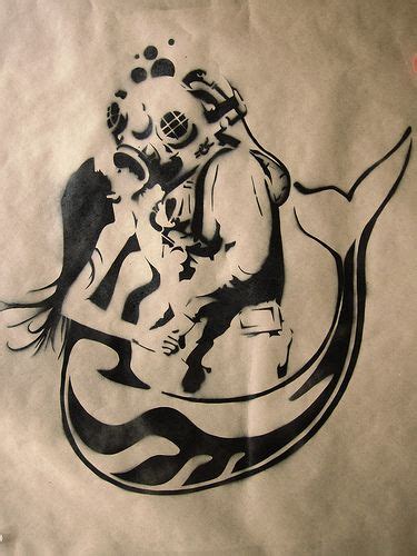 All Sizes Divermermaid Stencil On Kraft Paper Flickr Photo
