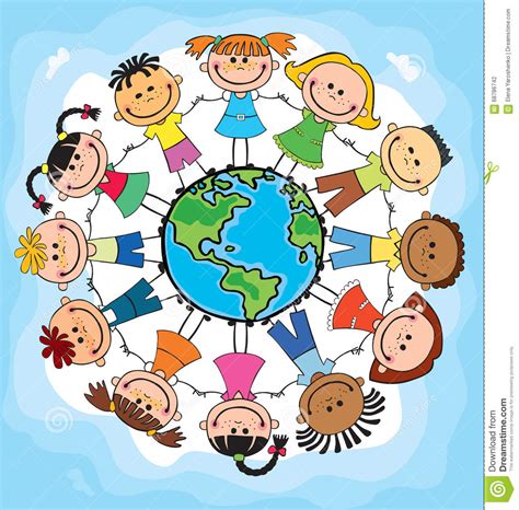 Globe Kids. Children Earth Day. Vector Cartoon Vector | CartoonDealer ...