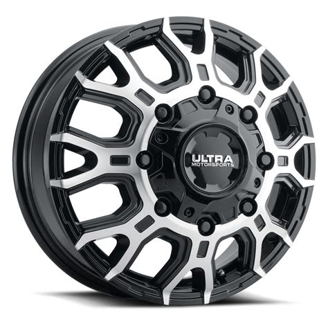 Ultra 022fu Scorpion Dually Wheels Rims 17x65 8x200 Black Diamond Cut
