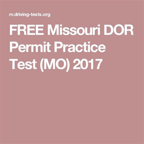 Free Missouri Dor Permit Practice Test Mo 2017 Practice Testing