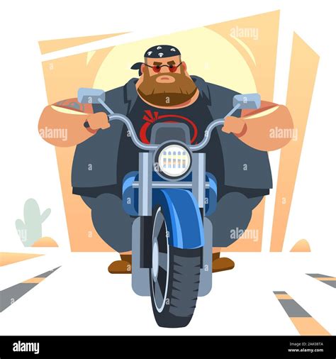 Big Biker Rides Motorcycle Turns Bright Colors Motorcycle Sports
