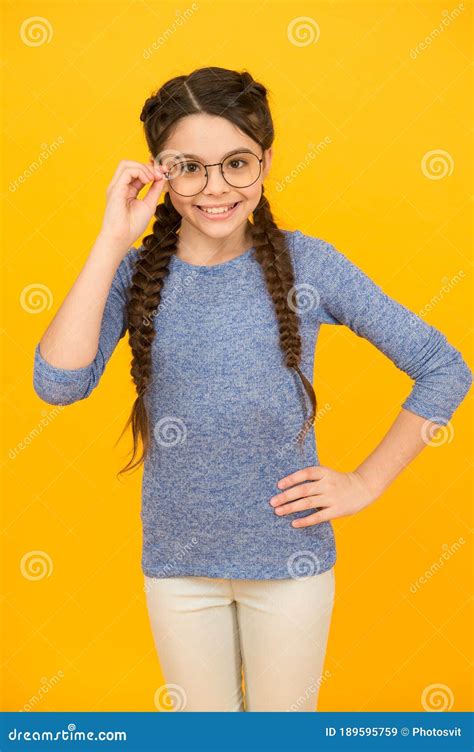 Let Me See Reading Better With Eyeglasses Eyeglasses For Eyes Health Clever Girl Stock Image