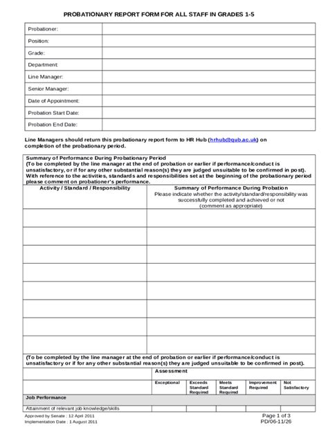 Probationary Report Doc Template Pdffiller