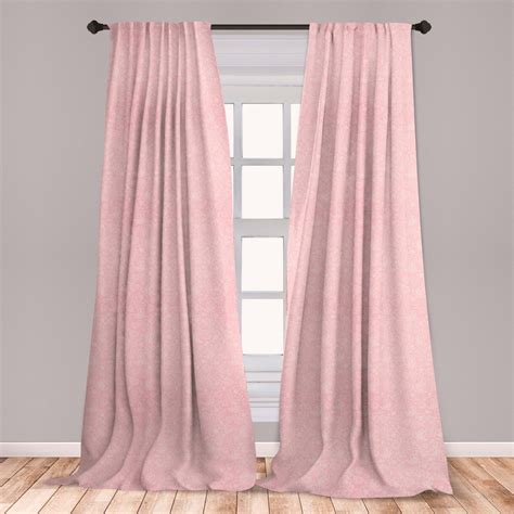 Pale Pink Curtains 2 Panels Set Flowers Spiral Leaves Heart Lovers