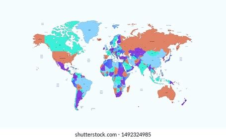 Color World Map Vector Modern Stock Vector Royalty Free 1492324985