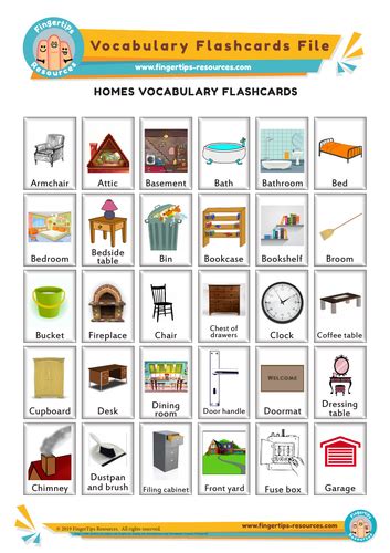 Homes Vocabulary Flashcards Teaching Resources