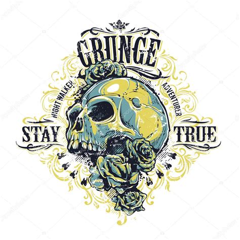 Grunge Skull Print — Stock Vector © Vecster 39216229