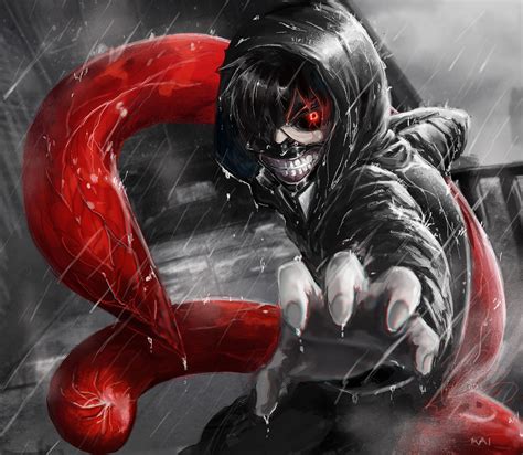 Ken kaneki (金木 研, kaneki ken). Wallpaper : illustration, red, rain, superhero, Kaneki Ken ...