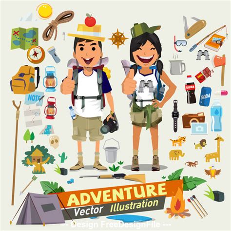 Cartoon Adventure Illustration Vector Free Download
