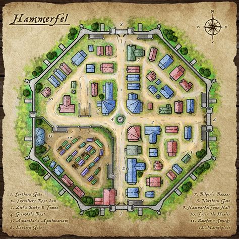 Art Hammerfel The Town Map Dnd Fantasy World Map Town Map