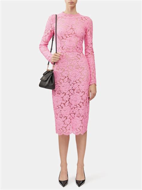 Pink Floral Lace Midi Dress Dolce And Gabbana Matchesfashion Uk