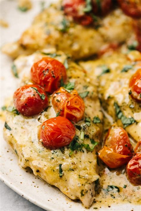 One Pan Creamy Pesto Chicken Breasts Our Salty Kitchen