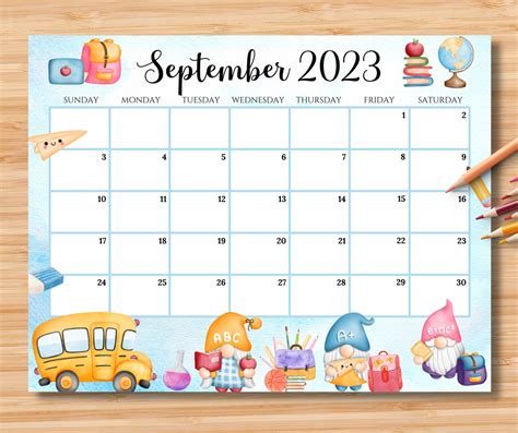 Editable September 2023 Calendar Back To School Planner With Etsy Uk