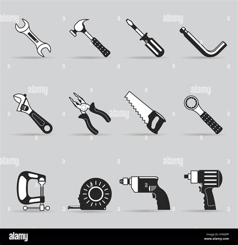Hand Tools Icon Set In Single Color Stock Vector Image And Art Alamy