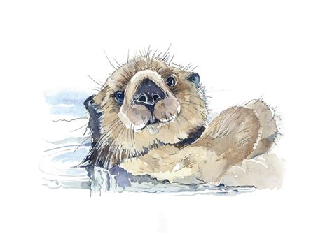 Sea Otter Original Watercolour Animal Painting