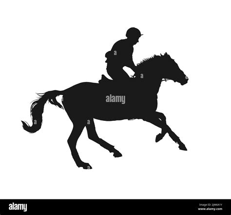Galloping Horse Silhouette Vector Image Rider On Galloping Horse Stock