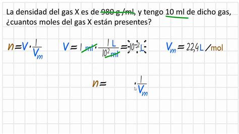 Como Calcular Los Moles Con El Volumen Del Gas Ej V Igual A 10 Ml Y