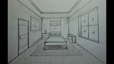 Room Perspective Drawing 1 Point Perspective Interior Architecture