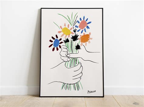 Picasso Bouquet Of Peace Flowers Exhibition Vintage Line Etsy Uk