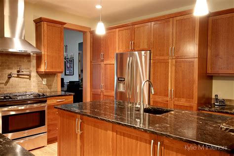 Our goal is to be your best deal for custom wood kitchens! Natural cherry cabinets in kitchen, island, pantry wall ...