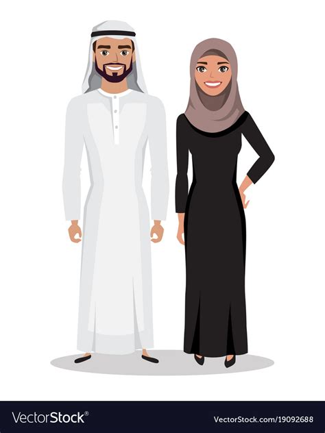 Arabic Man And Woman In Traditional National Vector Image