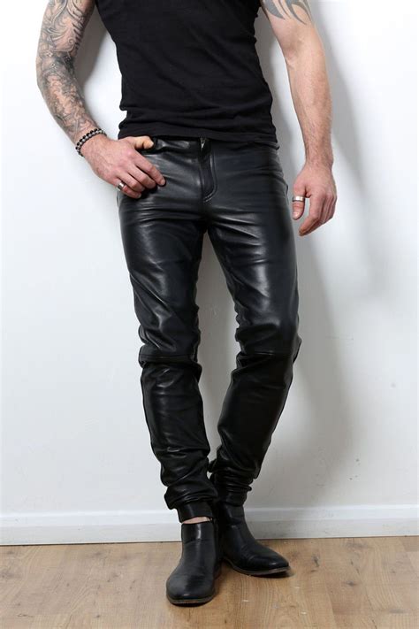 Men S Genuine Leather Pants Lamb Skin Soft Leather Pants Etsy Mens Leather Pants Leather