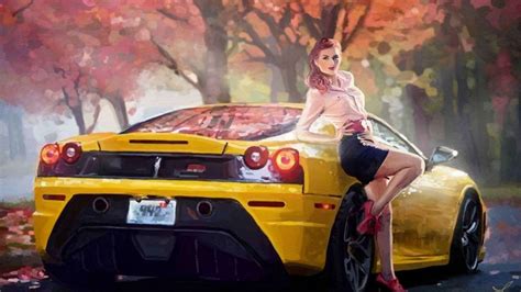 Car Girl Wallpaper Awesome Car With Girl Hd Wallpaper Wallpaper
