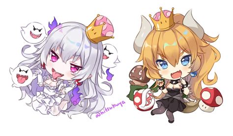 bowsette princess king boo boo piranha plant and goomba mario and 2 more drawn by