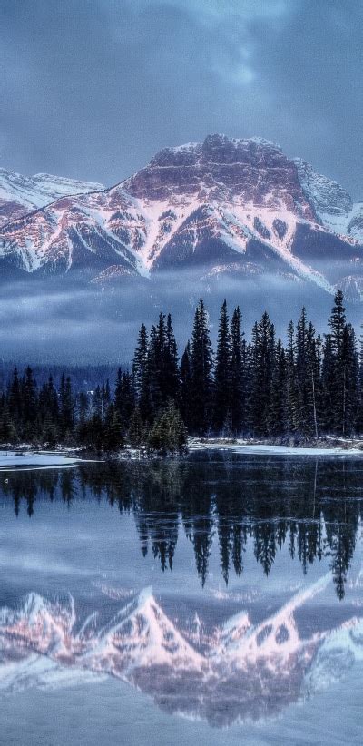 Earth Mountain Reflection Lake Winter 1440x2960 Phone Hd Wallpaper