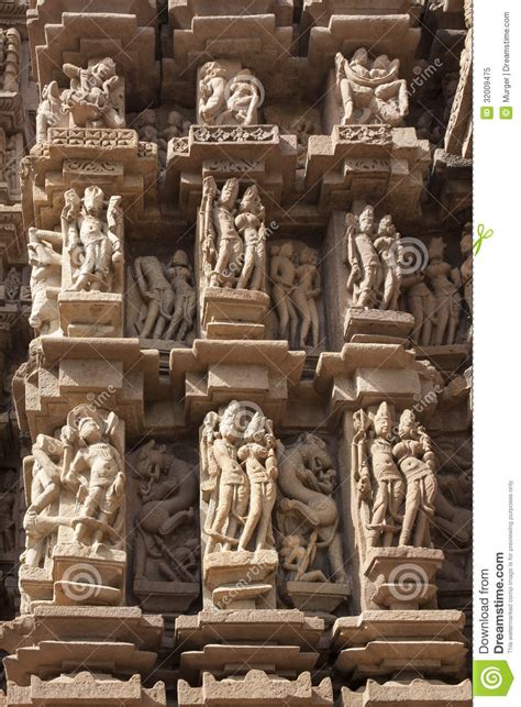 Detail Of Carving On A Temple In Khajuraho Madhya Pradesh India