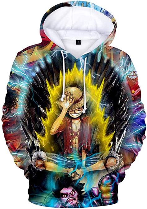 One Piece Luffy Mens Hoodies Characters 3d Printed Cool Pullover Loose