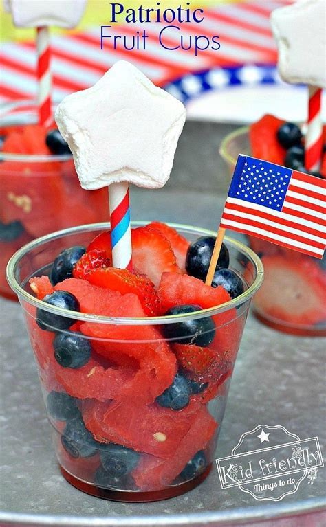 Red White And Blue Patriotic Fruit Salad With Marshmallow Stars