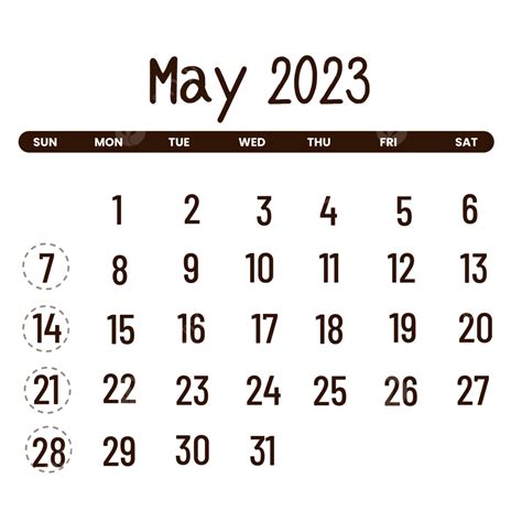Calendario Mayo 2023 Sencillo Png Mayo 2023 Calendario 2023