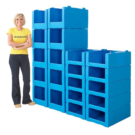 Pack Of 10 Pick Bins Storage Stackable Plastic Container Boxes 2 Sizes
