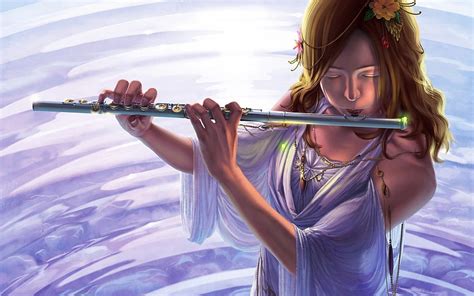 Fantasy Girl Flute Instrument White Hd Wallpaper Pxfuel