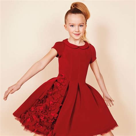 Monnalisa Chic Gorgeous Red Couture Dress Made From Super Smooth