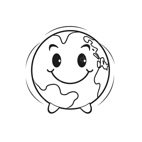 Drawing Of A Cartoon Earth With A Smile Outline Sketch Vector Car