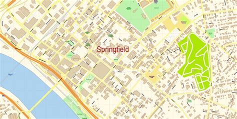 Springfield Cdr Vector Map Large Area Massachusetts Us Extra Detailed