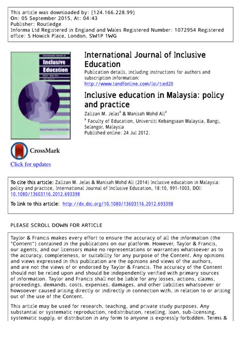 'good education is special education,' she says. (PDF) Inclusive Education in Malaysia: Policy and Practice