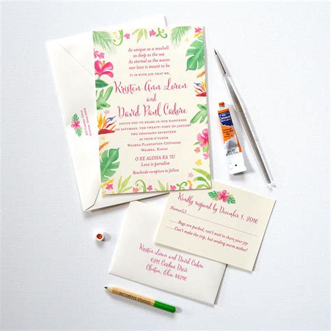 Tropical Punch Invitation Suite Elegant Custom Watercolor Wedding Invitations And Stationery