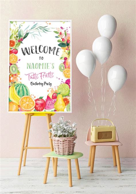 Twotti Frutti Welcome Sign Tutti Frutti Birthday Banner Tutti Frutti