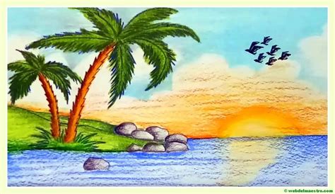 Paisajes Fáciles De Dibujar Dibujos De Pastel De Aceite Playa Para