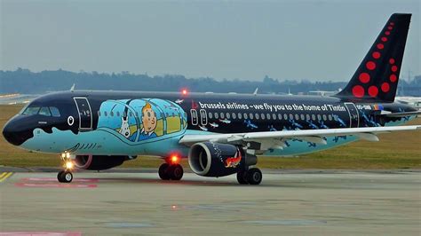Fullhd Amazing Livery Brussels Tintin Airbus A320 Landing
